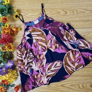 MOSSIMO Tropical Floral Criss Cross Back Top